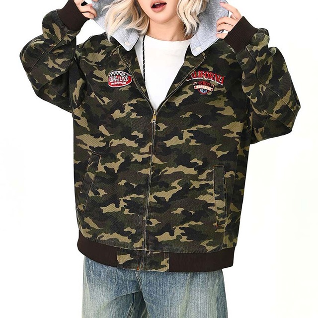 カモフラレイヤードフーディブルゾン   R01481