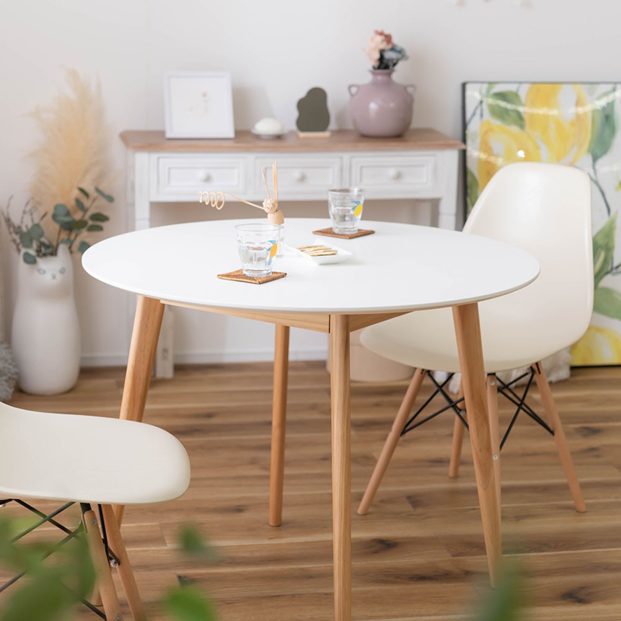 ダイニングテーブル コンパクト ラウンドテーブル カフェテーブル 木製