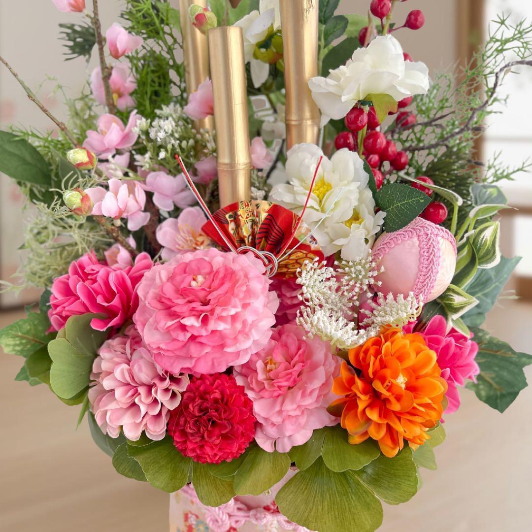 ③ 和モダン門松 M｜可憐な花々と竹が奏でる、モカアンドマルシェの