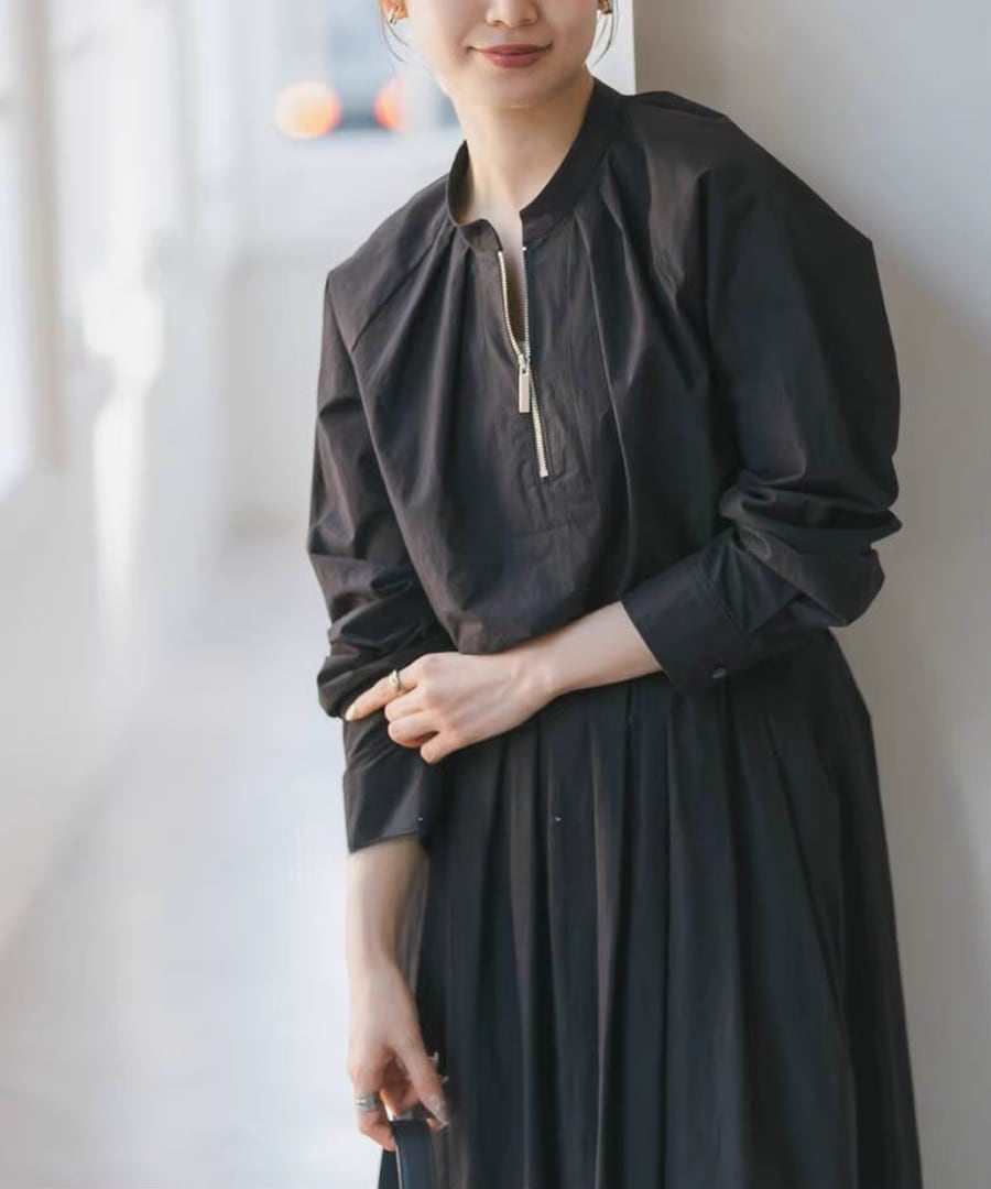 ジップアップブラウス&Aラインロングスカート◆セットアップ【s-40141】