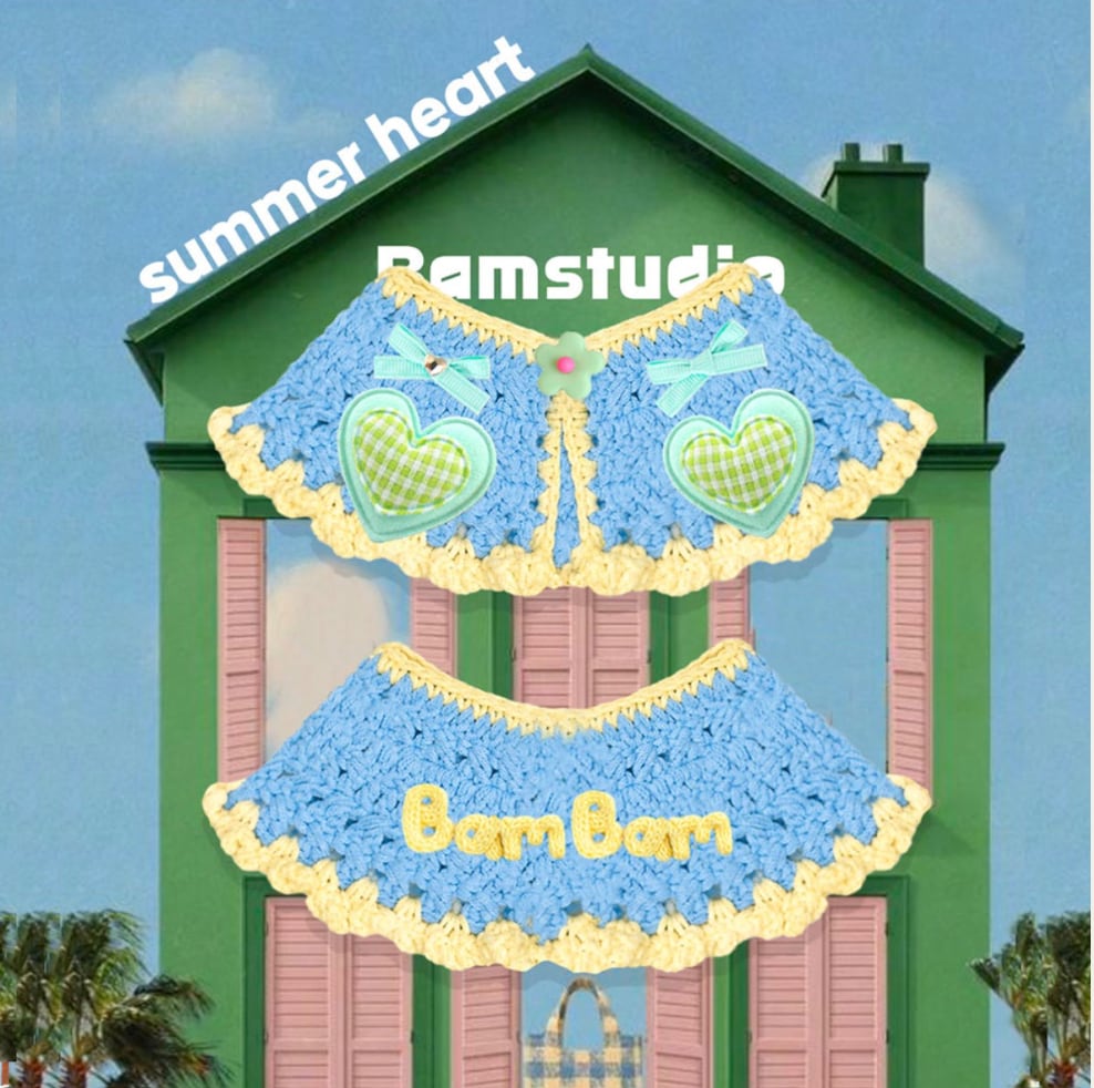 予約【Bam’studio】Summer Check Cape (melon heart)