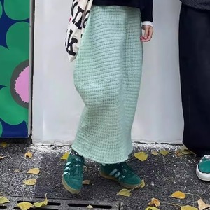 high-waist green casual skirt<sk2176>