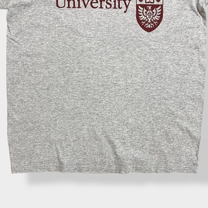 【M&Q GOLD】カレッジ カナダ McMaster University Mac マクマスター大学 ロゴ Tシャツ t-shirt  半袖 グレー LARGE メキシコ製 us古着