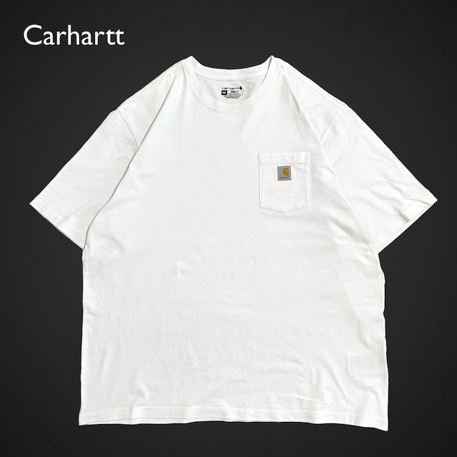【Carhartt】ポケットTシャツ ポケT LOOSE FIT ルーズフィット XXL ビッグシルエット スクエアラベル カーハート ホワイト US古着