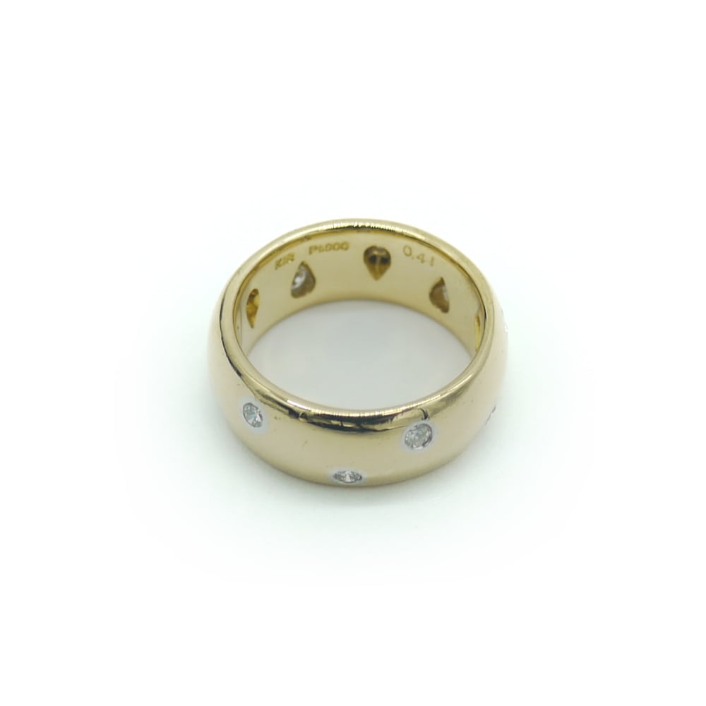 K18/Pt900 ダイヤモンド 甲丸リング 18金 指輪 13号 Y02401-