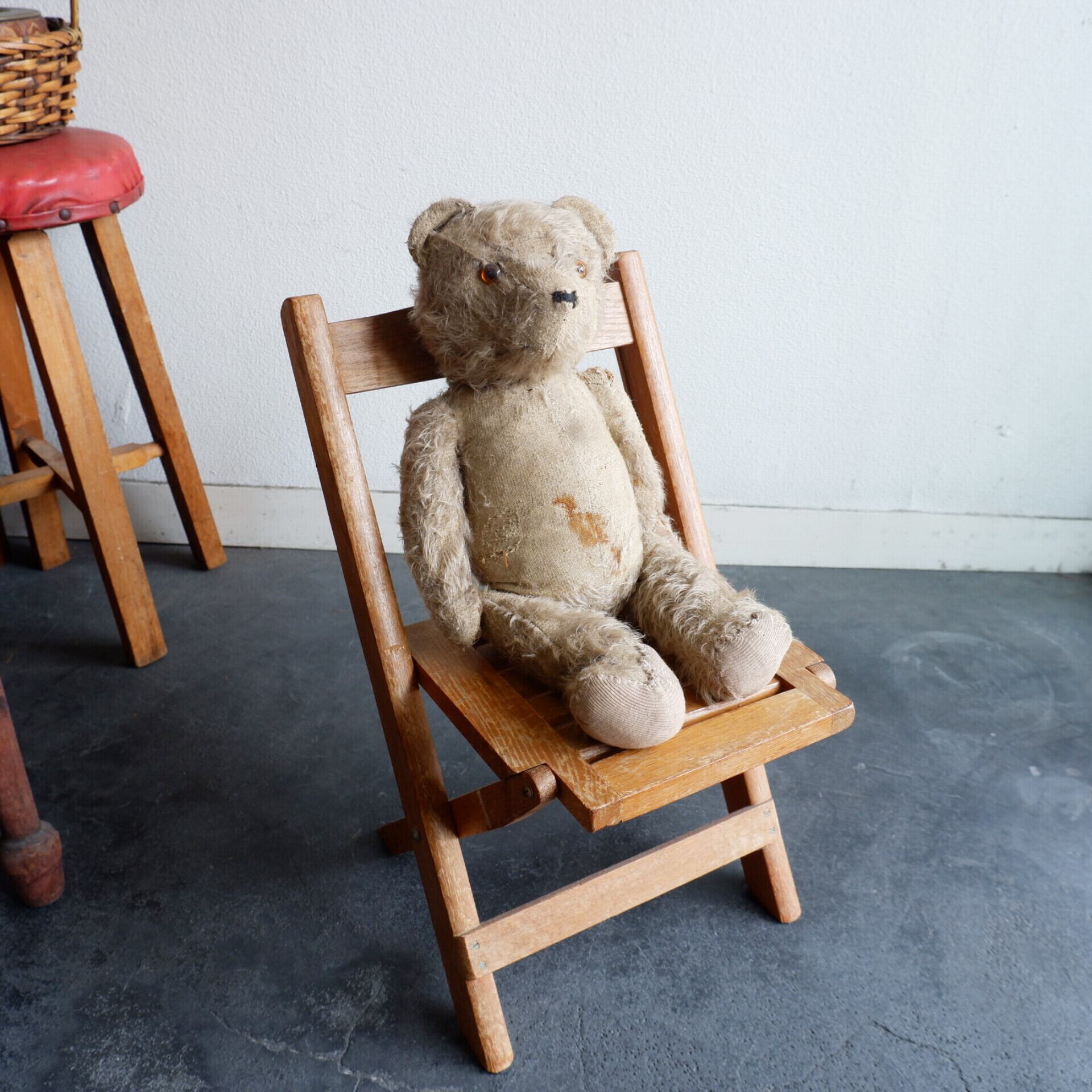 キッズ家具 木製 小さな折り畳み椅子 フォールディングチェア テディベアやお人形にも