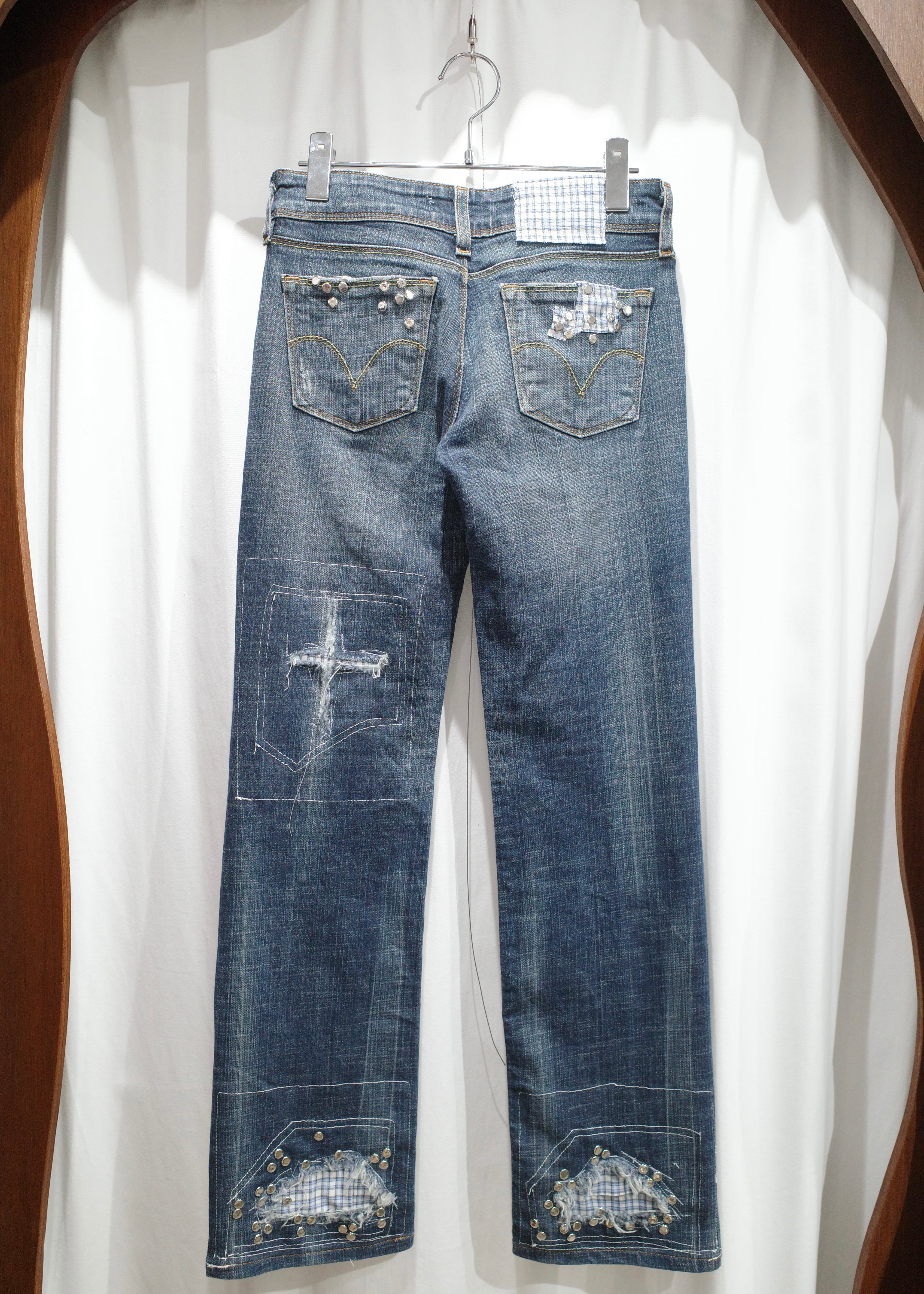 HANNAH CREAK Studded Denim Pants | HOME