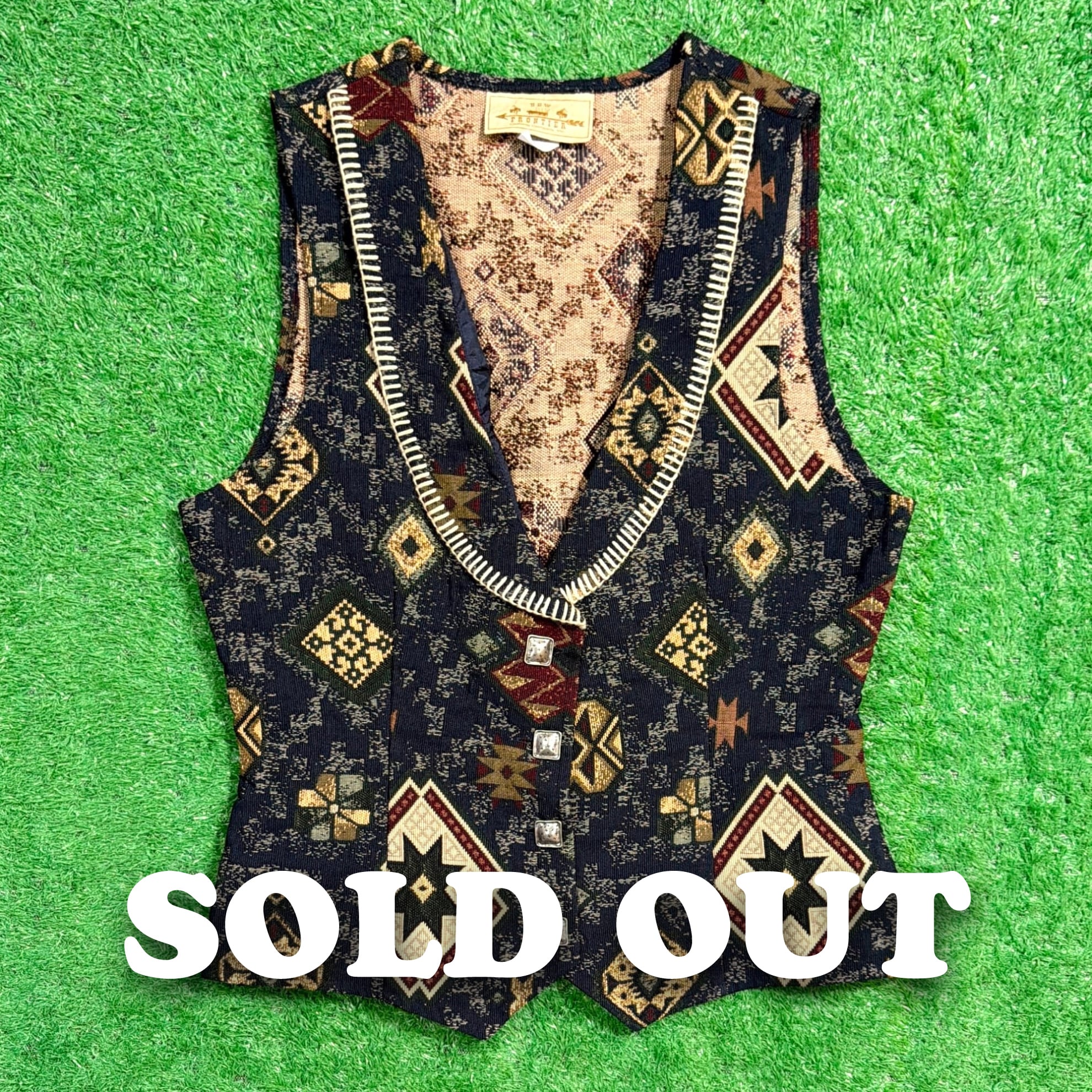 Lady's】 90s ネイティブ柄 ゴブラン織り風 ベスト / アメリカ製 USA製