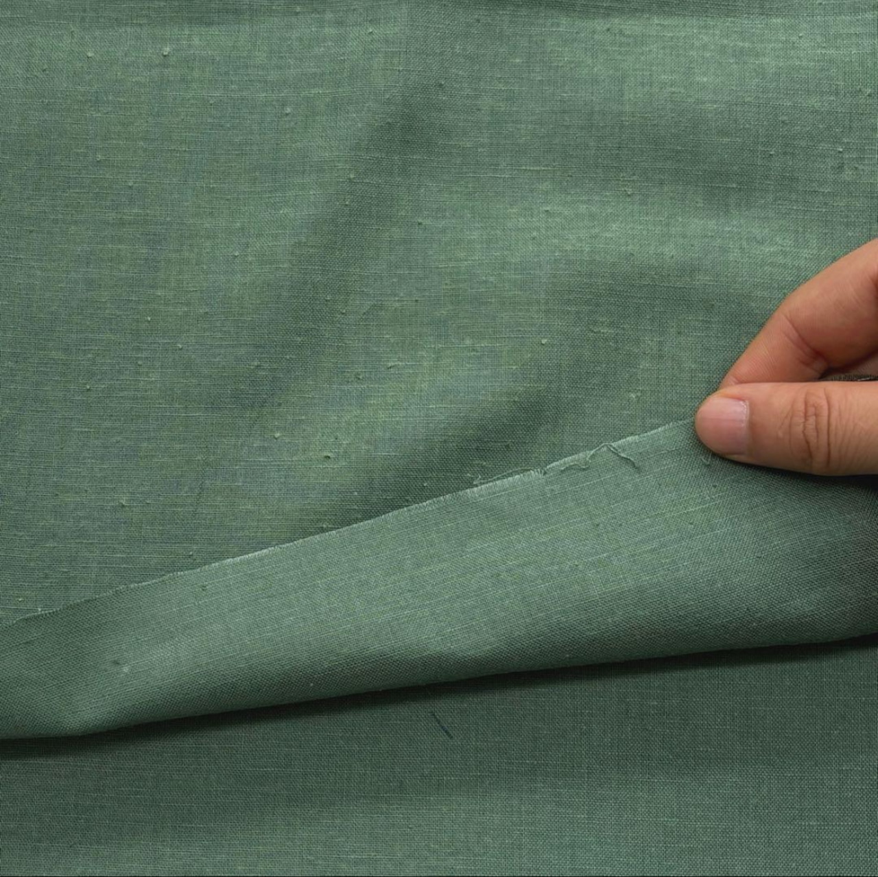 TC486◆2.5m◆M◆コットンリネン混ネップクロス生地◆グリーン系