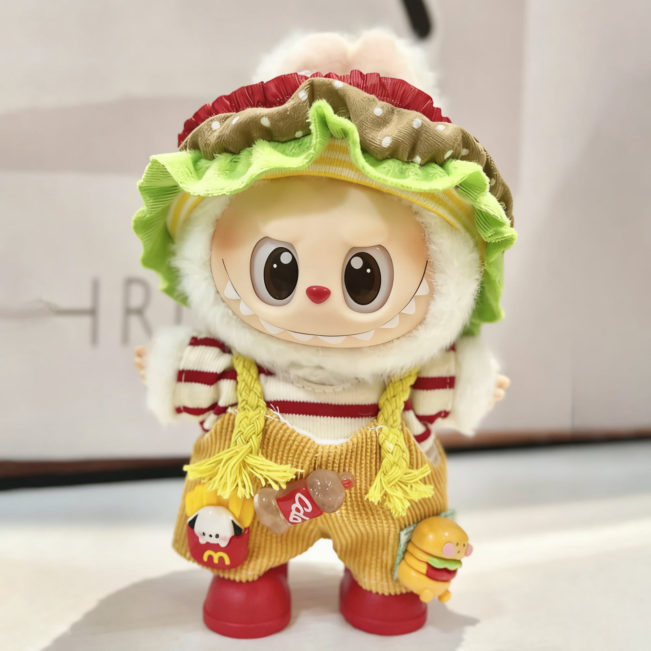 ラブブがハンバーガーに変身!萌え度抜群♡ labubu 15cm17cm ハンバーガーセット フライドポテト・コーラデザイン 高品質で精巧 可愛い 着せ替え