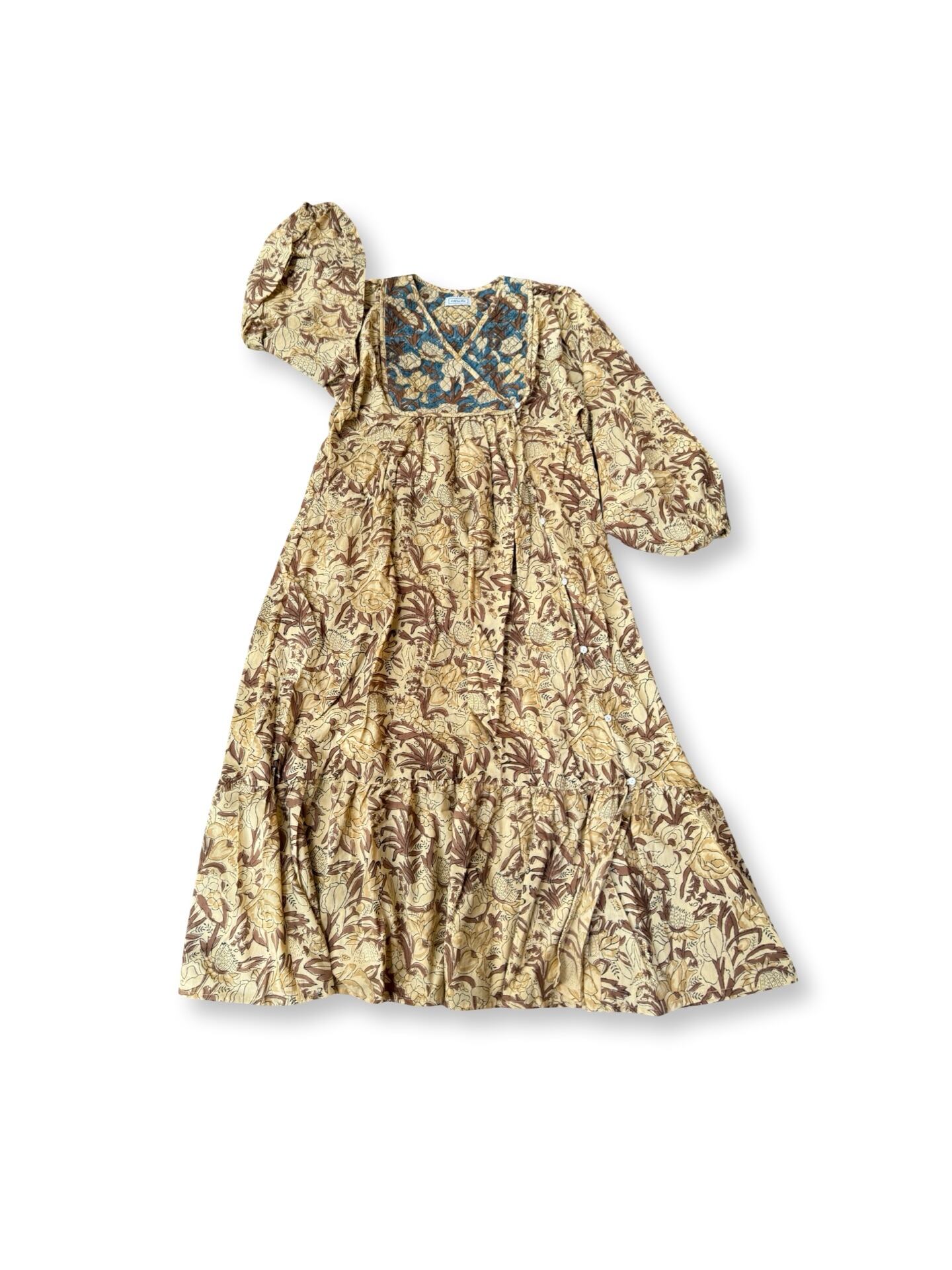 saruche 前開きミニボタンキルティングワンピース Beige