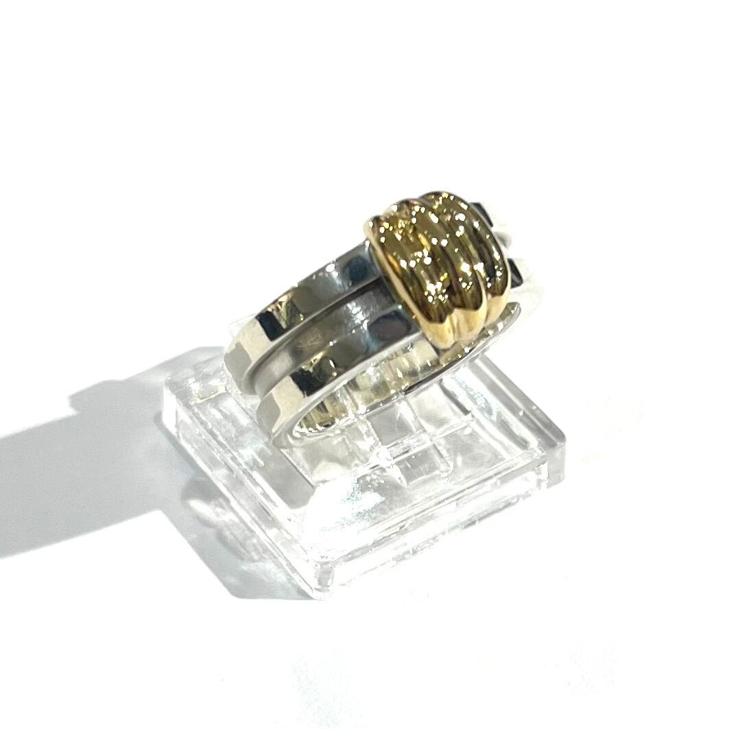 Tiffany & Co. グルーブドウィズリング シルバーxゴールド TIFFANY&CO】【11.5号】2487希少サイズ18K金 グルーブド ウィズ リング