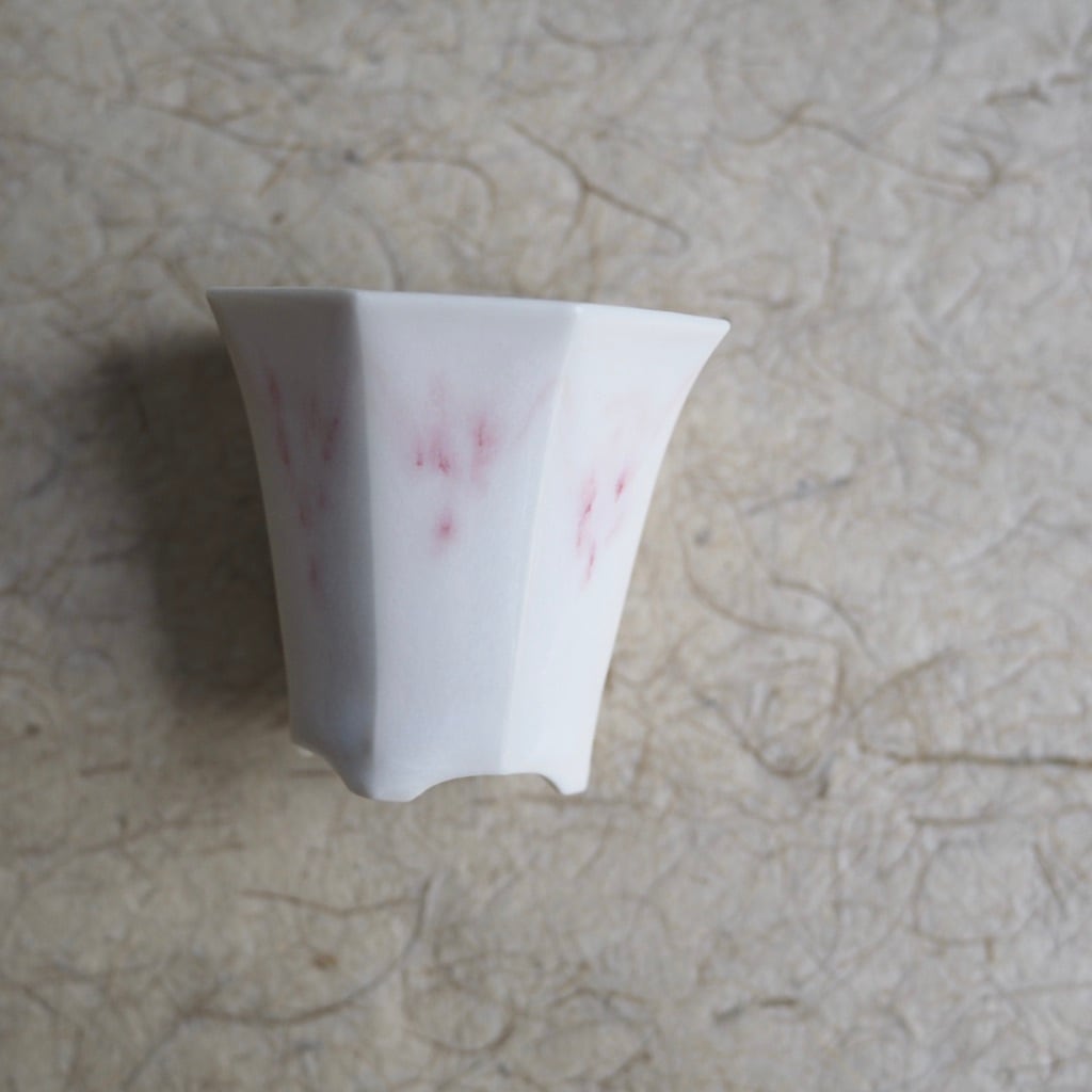 色原 昌希/菱八角茶杯(L) 桃花釉
