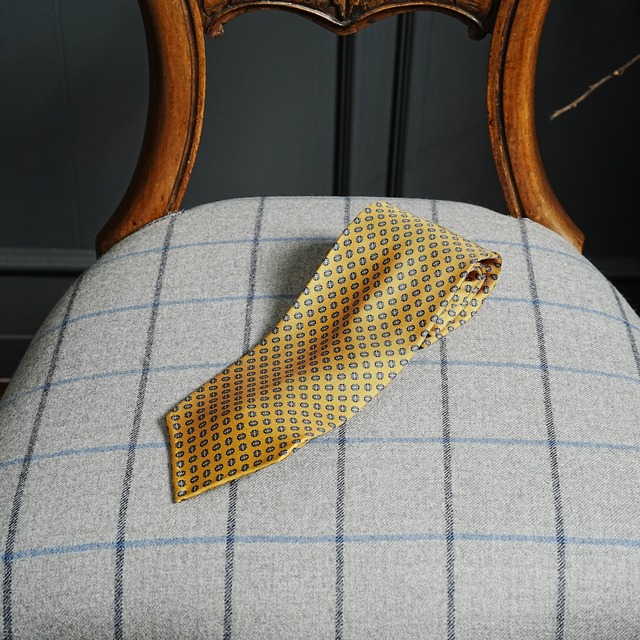 5-Fold Printed Silk Tie: Yellow Geometric