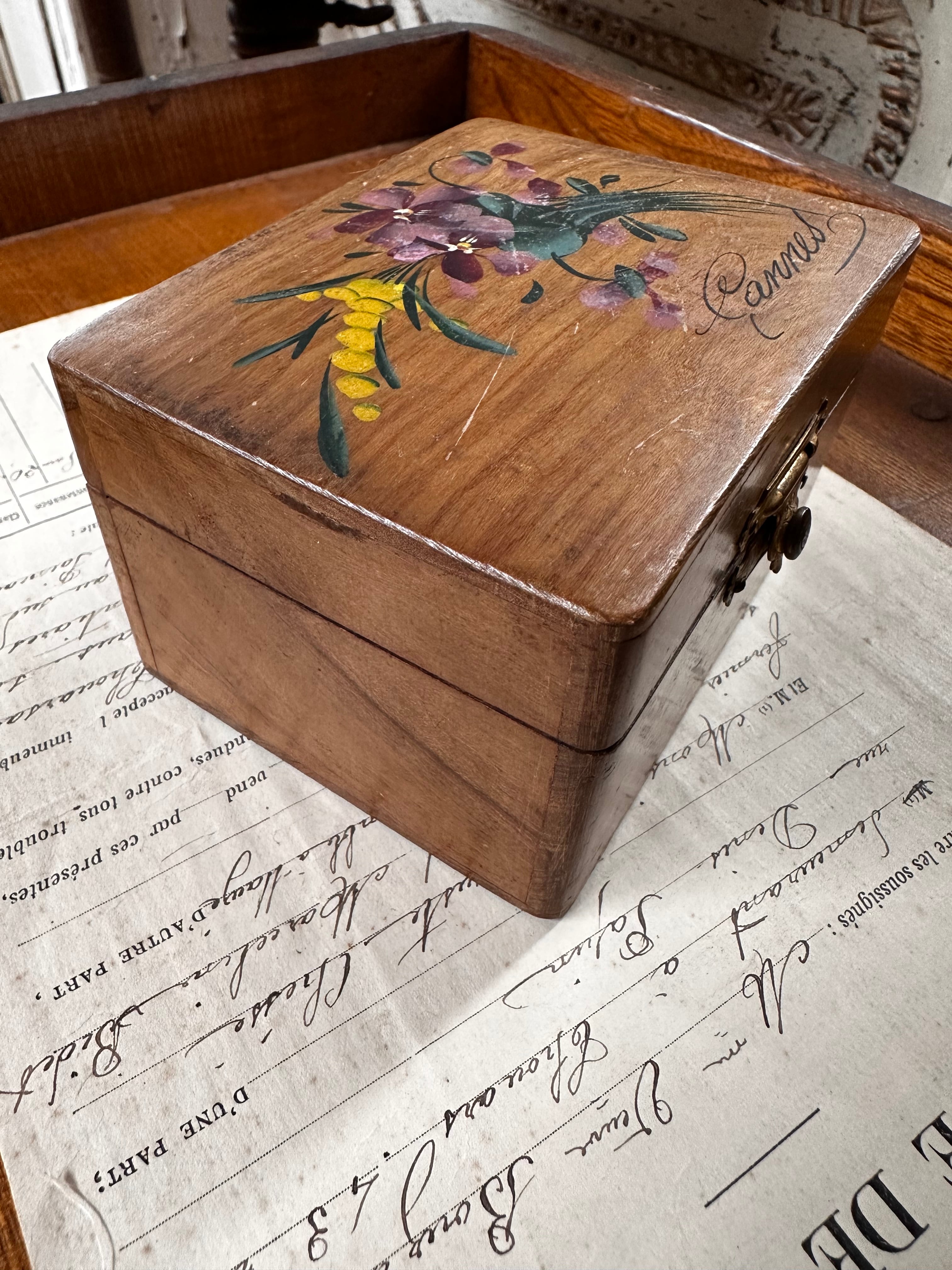 モシュリンヌ木箱S スミレとミモザ Cannes | Brocante de La Cocotte
