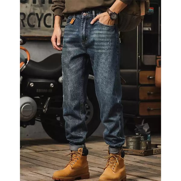 Side pocket design denim pants P728
