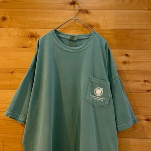 【COMFORT COLORS】ポケットTシャツ ワンポイントロゴ バックプリント XL ビッグサイズ US古着