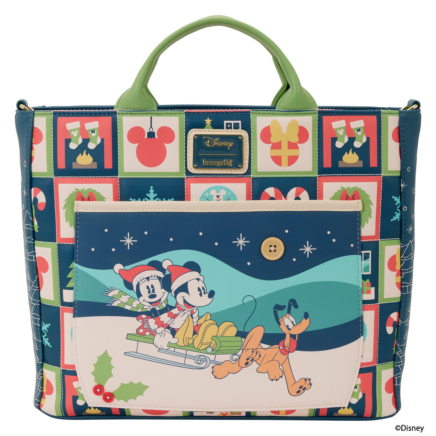 LF DISNEY MICKEY AND MINNIE HOLIDAY CONVERTIBLE TOTE BAG_WDTB3366
