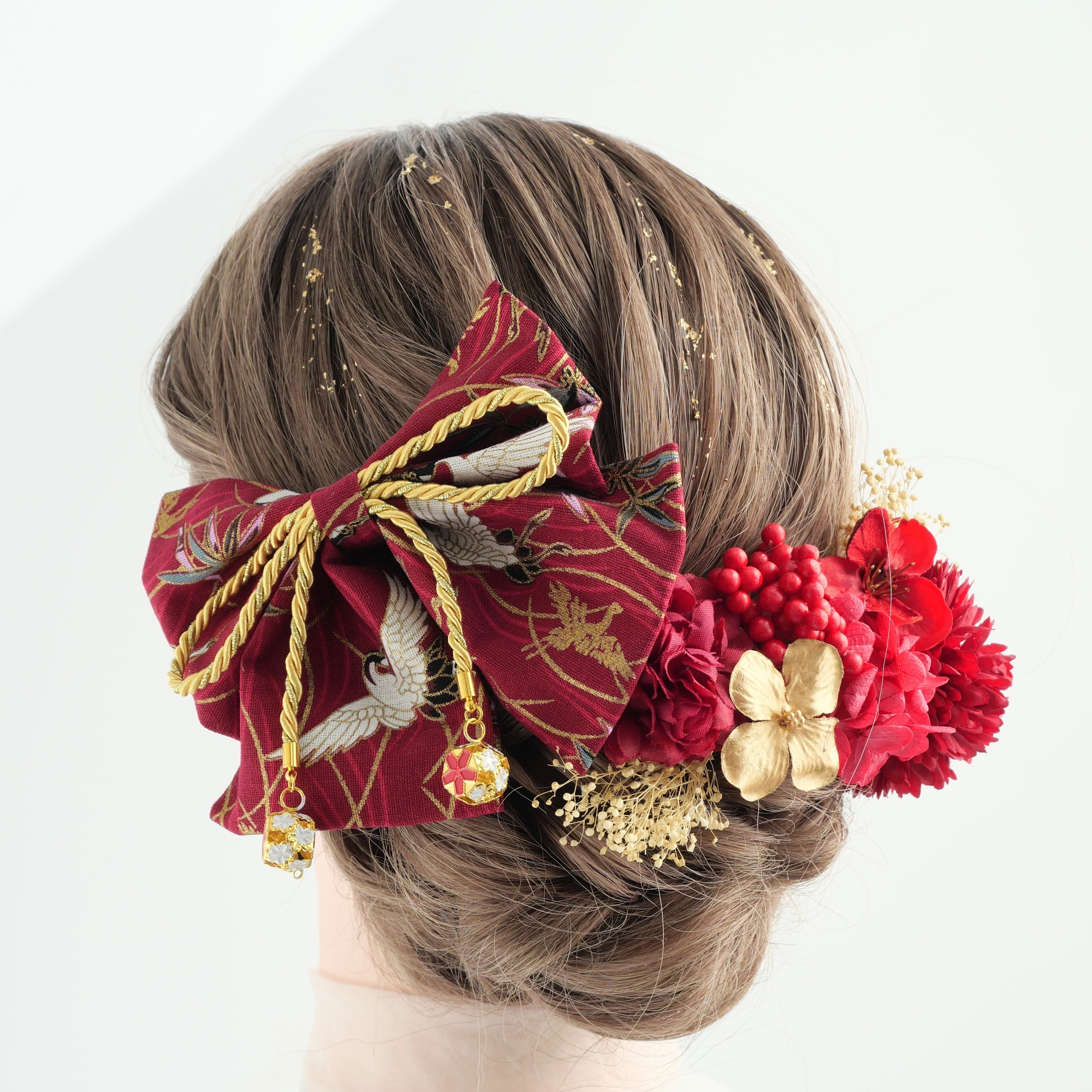 A402 卒業式 和リボン 七五三の髪飾り 赤 七五三 ゆかた 成人式 前撮り