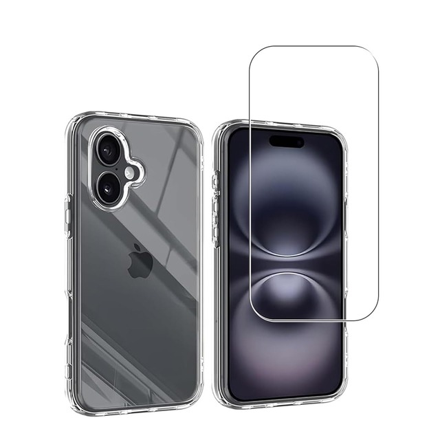 対応 Phone 17 ケース+ ガラスフィルム 【日本製-硬度9H】 保護フィルム 耐指紋 撥油性 反射低減 飛散防止処理 アイフォン17 柔軟 TPU カバー 全透明 散熱加工 黄変しにくい