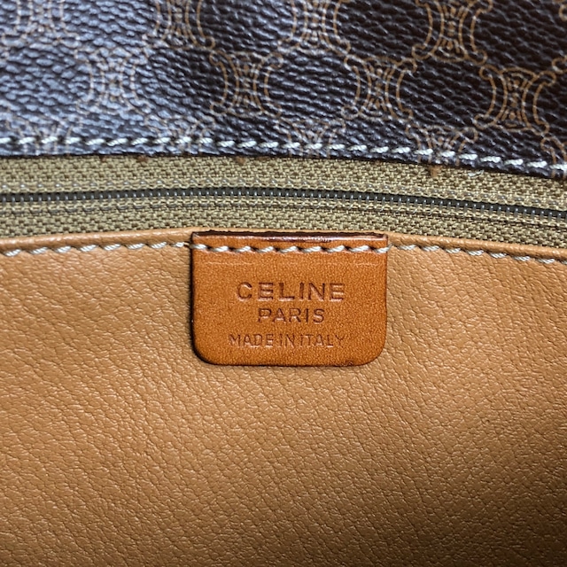 CELINE セリーヌ マカダム ショルダーバッグ ブラウン ガンチーニ PVC vintage ヴィンテージ オールド dkdrvy