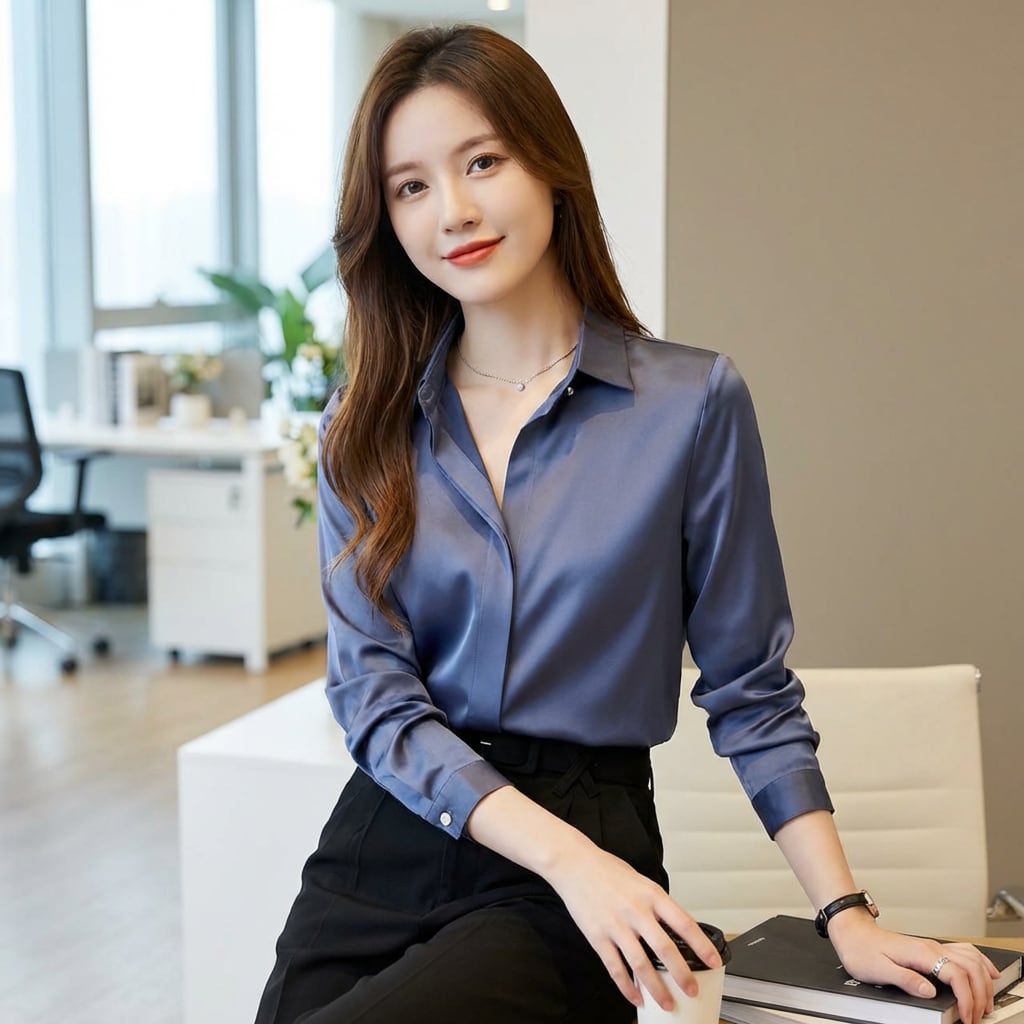 サテンシャツ(2color) A0787