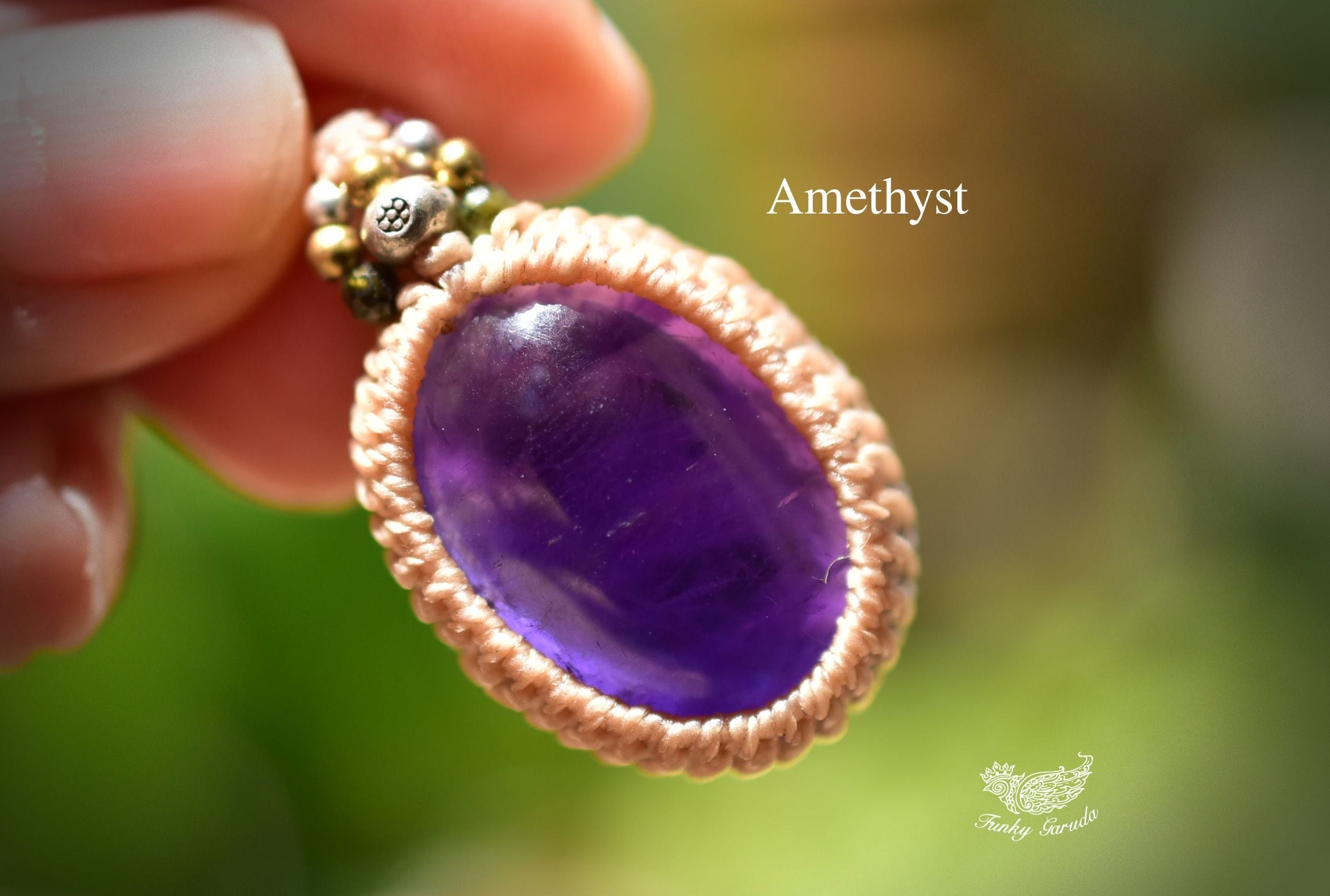 紫色の魔法★アメジスト マクラメペンダント amey003