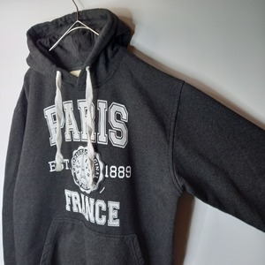 フランス古着　プルオーバー　スウェット　パーカー　ビッグロゴ　グレー　L