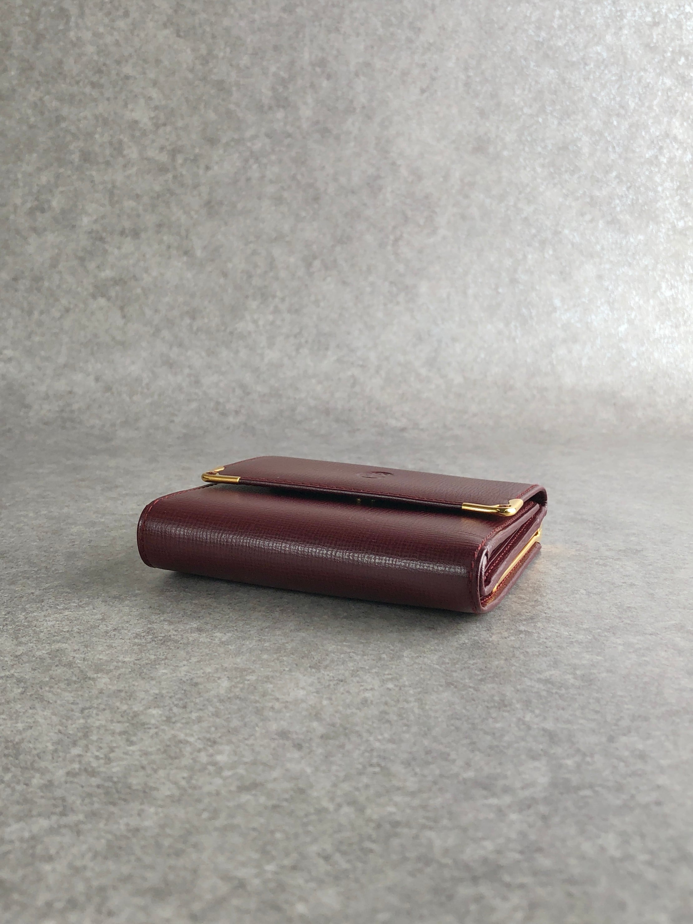 Cartier カルティエ マストライン 財布 ボルドー レザー 3つ折り