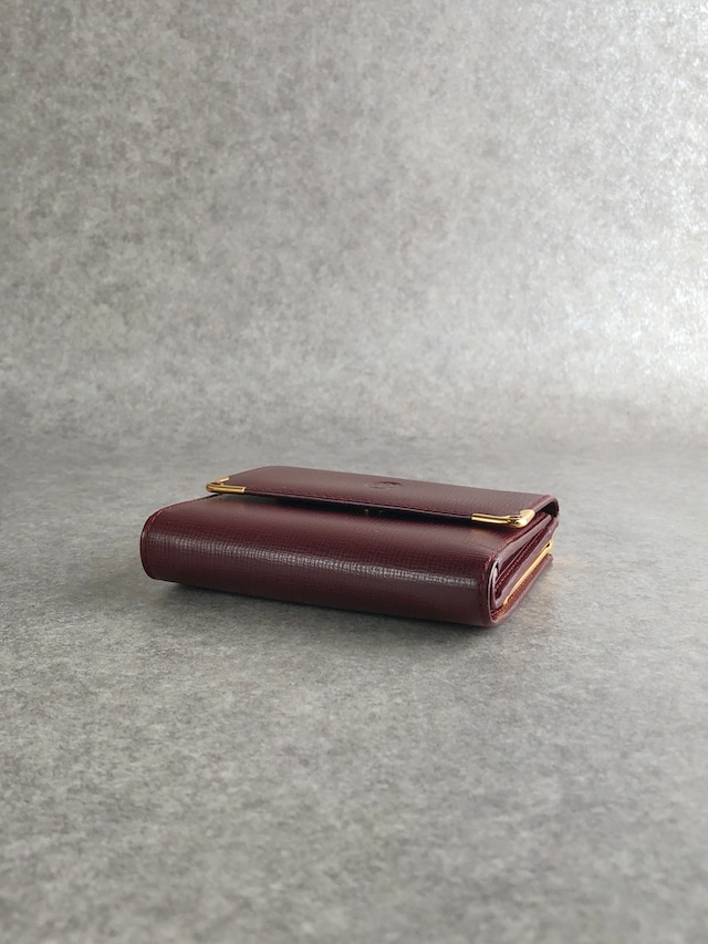 Cartier カルティエ マストライン 財布 ボルドー レザー 3つ折り がま口 vintage ヴィンテージ オールド aimae8