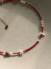 Red – coral × Beads Necklace［BZN41］