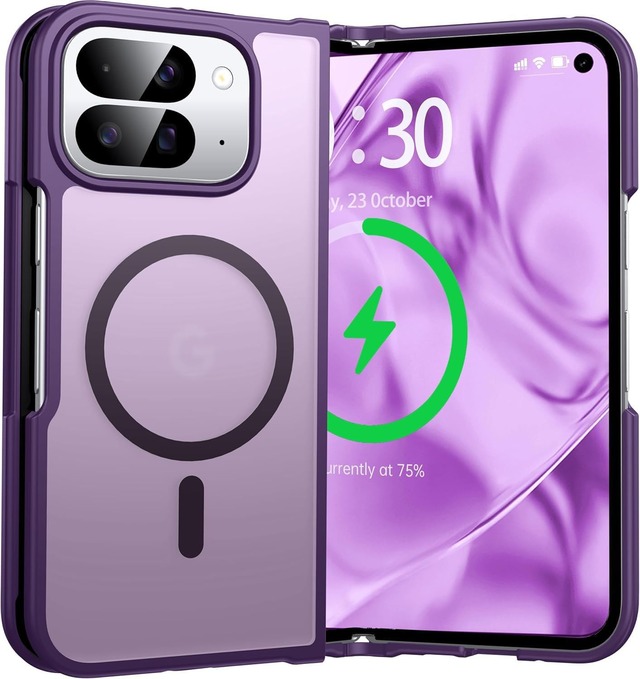 [Magsafe対応・指紋ゼロ] Google Pixel 10 Pro Fold ケース Magsafe対応 HILEGENER ピクセル10 Pro Fold ケース マグネット搭載 透明 耐衝撃 米軍MIL規格 黄変防止 指紋防止 ワイヤレス充電対応カバー パープル