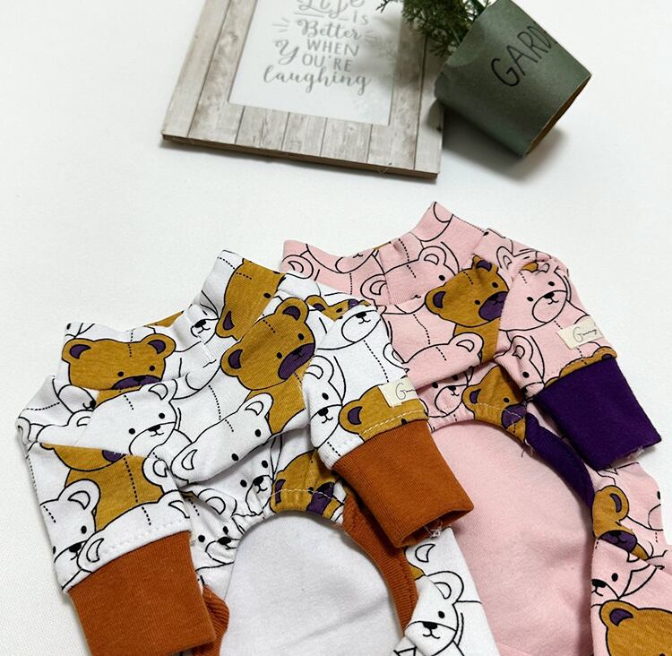 big bear all in one 2color S ~ XL  /  犬服 新作 オールインワン くま柄 春夏 可愛い 犬の服 ロンパース ドッグウェア つなぎ ストレッチ 小型犬 中型犬