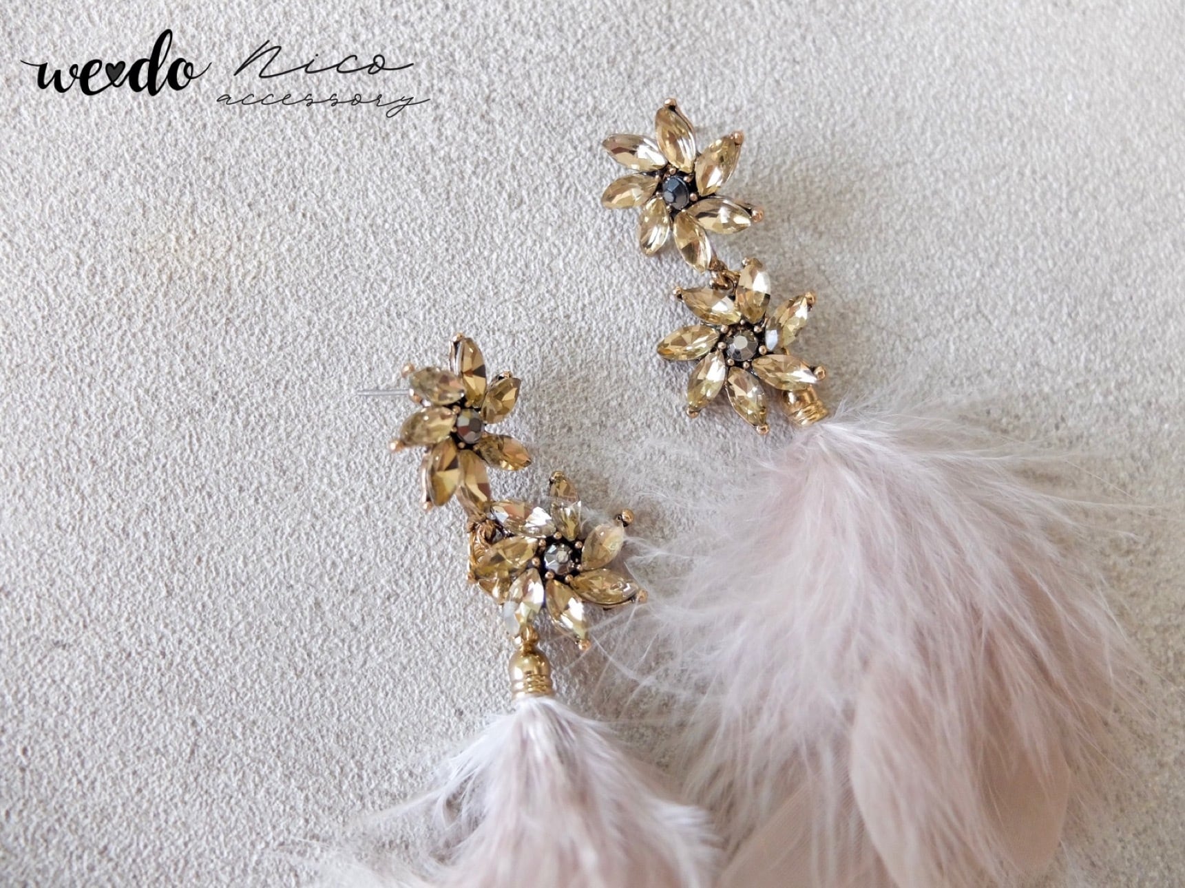 ビジュー × ベージュファー イヤリング | wedo