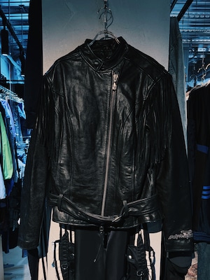 【D4C】90's vintage "Harley-Davidson" fringe design genuine leather riders jacket