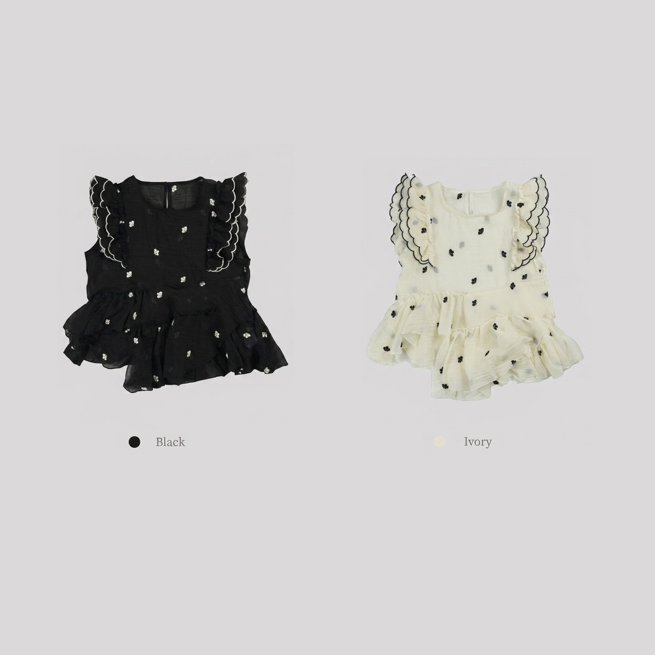 スカラップ刺繍フリルブラウス