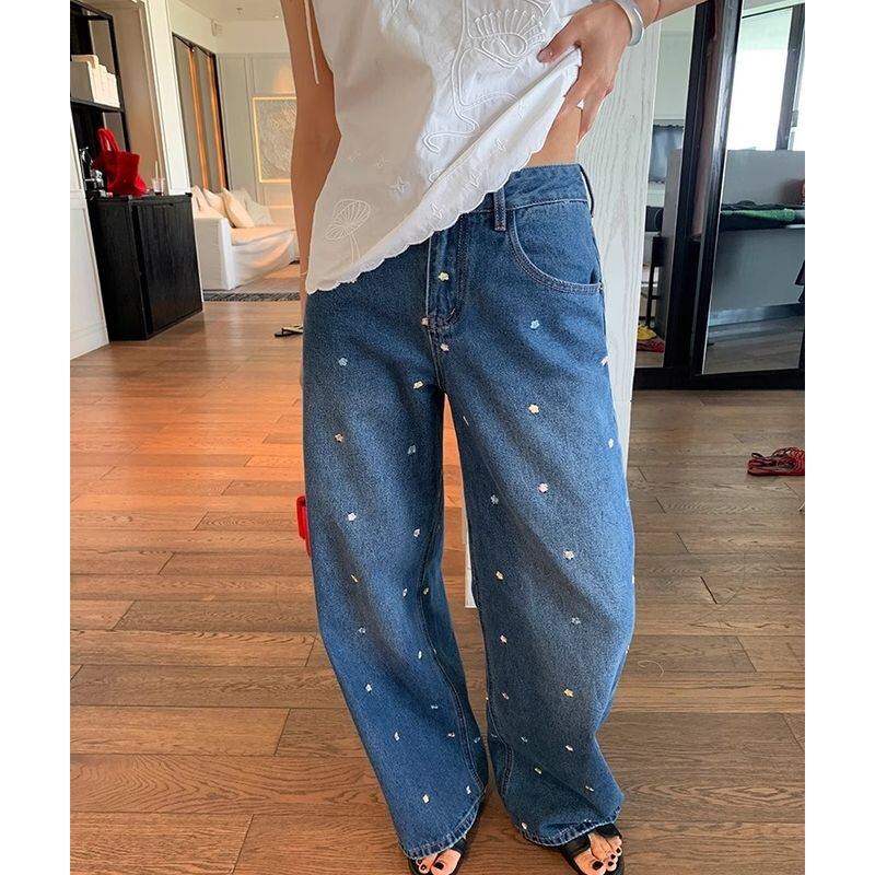 Embroidered denim pants S1925