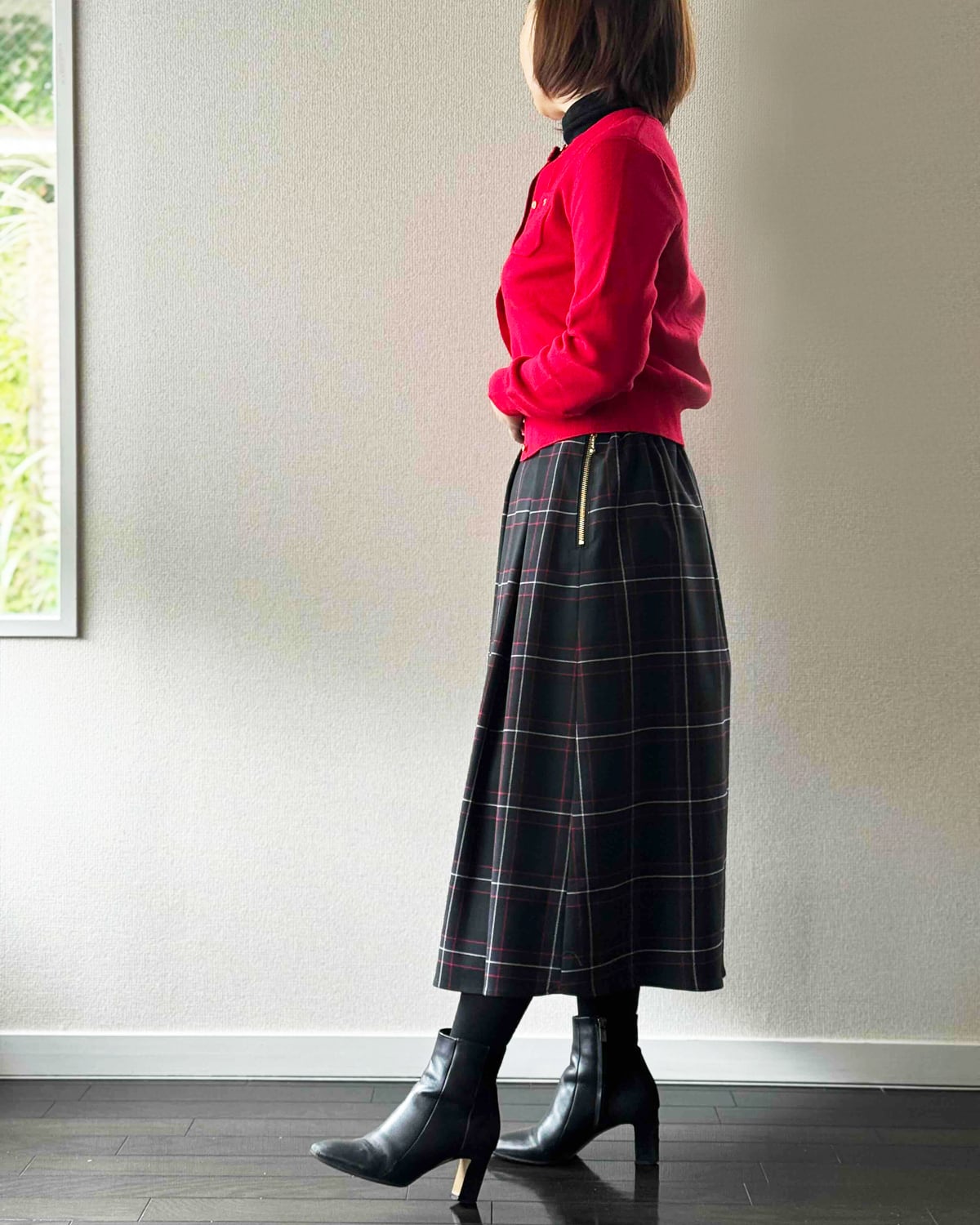 チェック柄タックフレアスカート【 日本製 / 手洗い可】 | 小さい