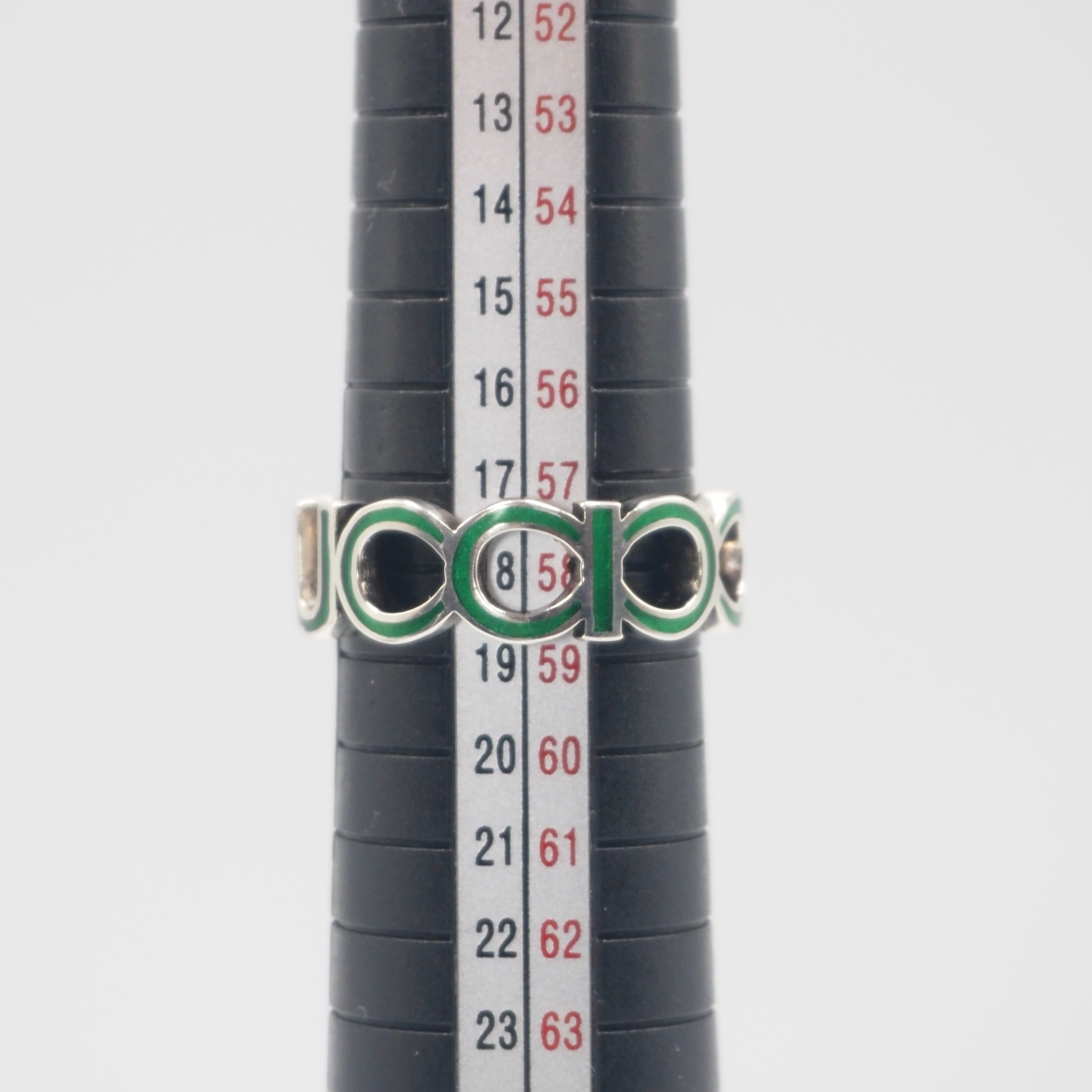 GUCCI 約18号 インターロッキングG ロゴ リング シルバー925 エナメル