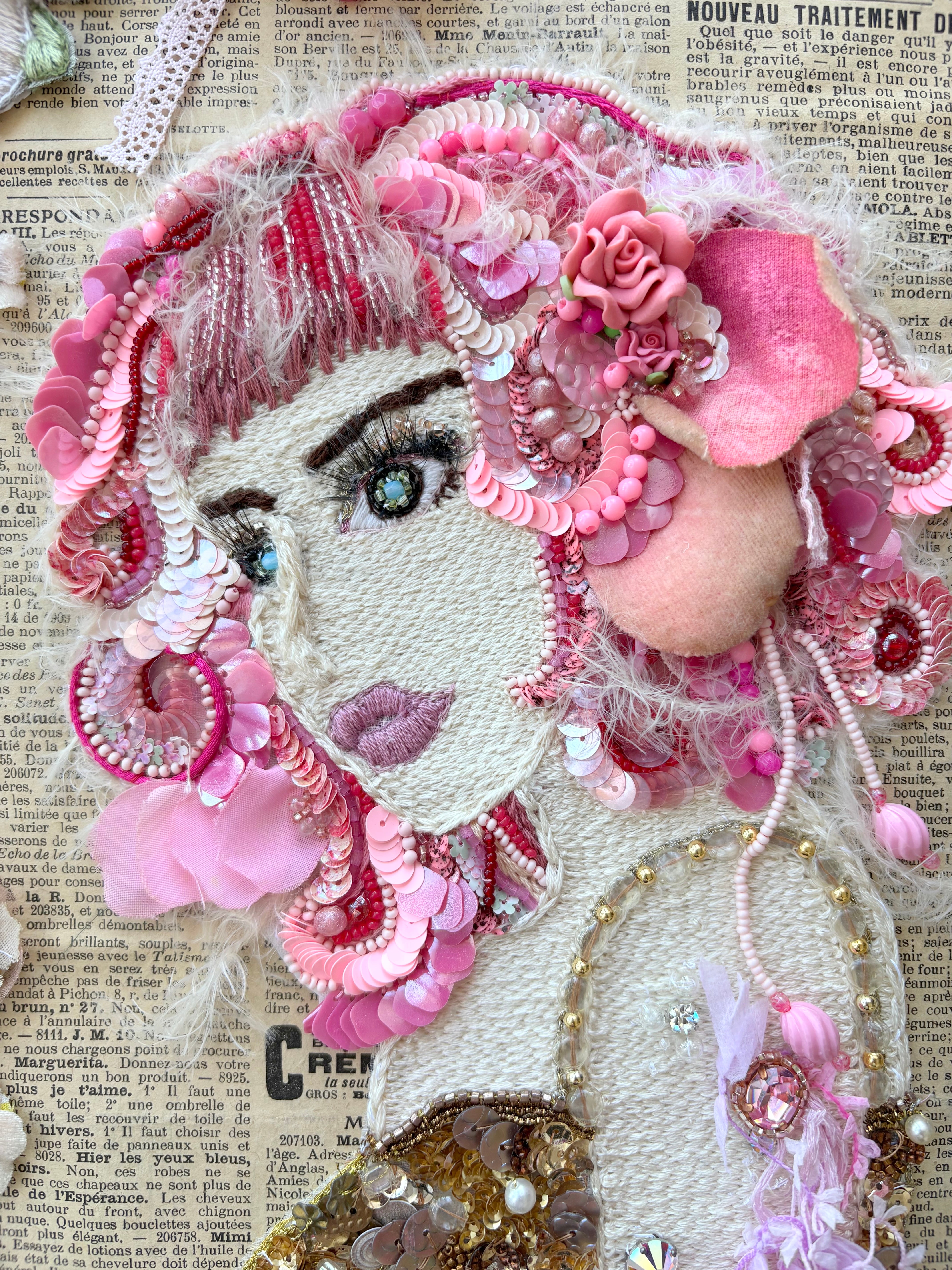 ビーズ刺繍アート（額装） Framed Bead Embroidery Art 作品名：