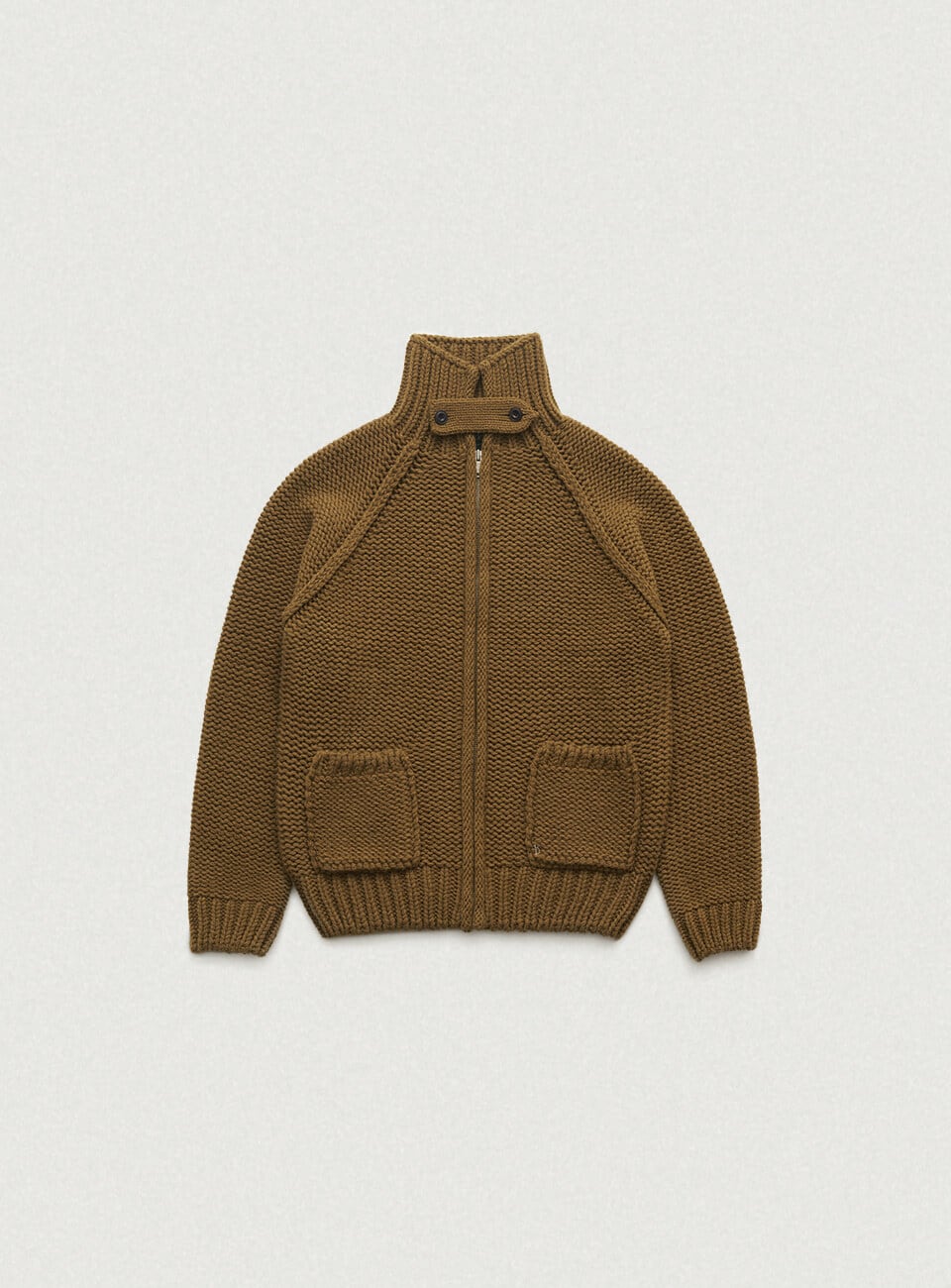 The Barnnet] Oversized Soap Zip-Up Knit Cardigan_Olive 正規品 韓国