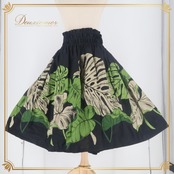 フラダンス 衣装 パウスカート ブラック系 RainbowHawaii ハワイ製 モンステラ柄 ハワイアンプリント アロハ フラ ダンス レッスン 練習 ベージュ系 グリーン系 黒 黄緑 肌色 グランジ加工 華やか かわいい おしゃれ 上品 大人っぽい シングル スカート フラ ダンス衣装 レディース ハワイアンファッション プリントスカート おしゃれ 可愛い シンプル