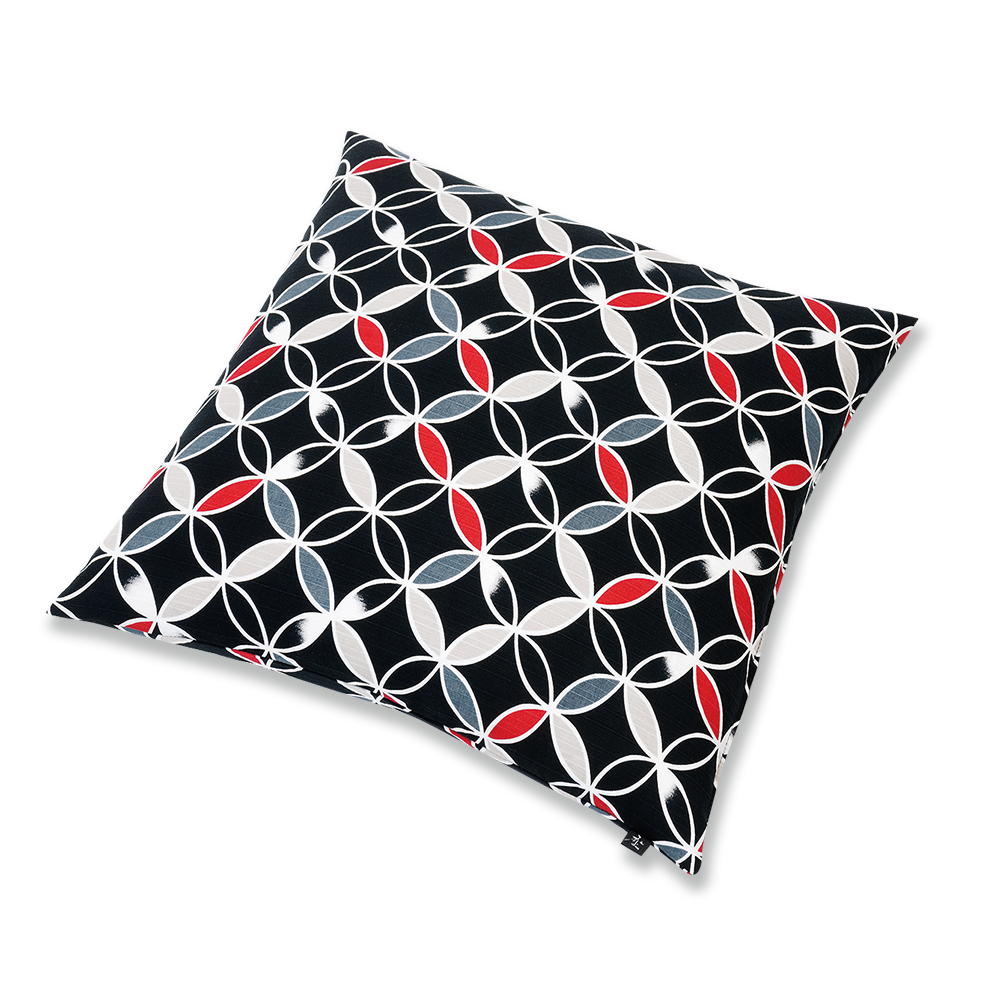 彩 小座布団(カバーのみ) 七宝 KK(黒)45×45