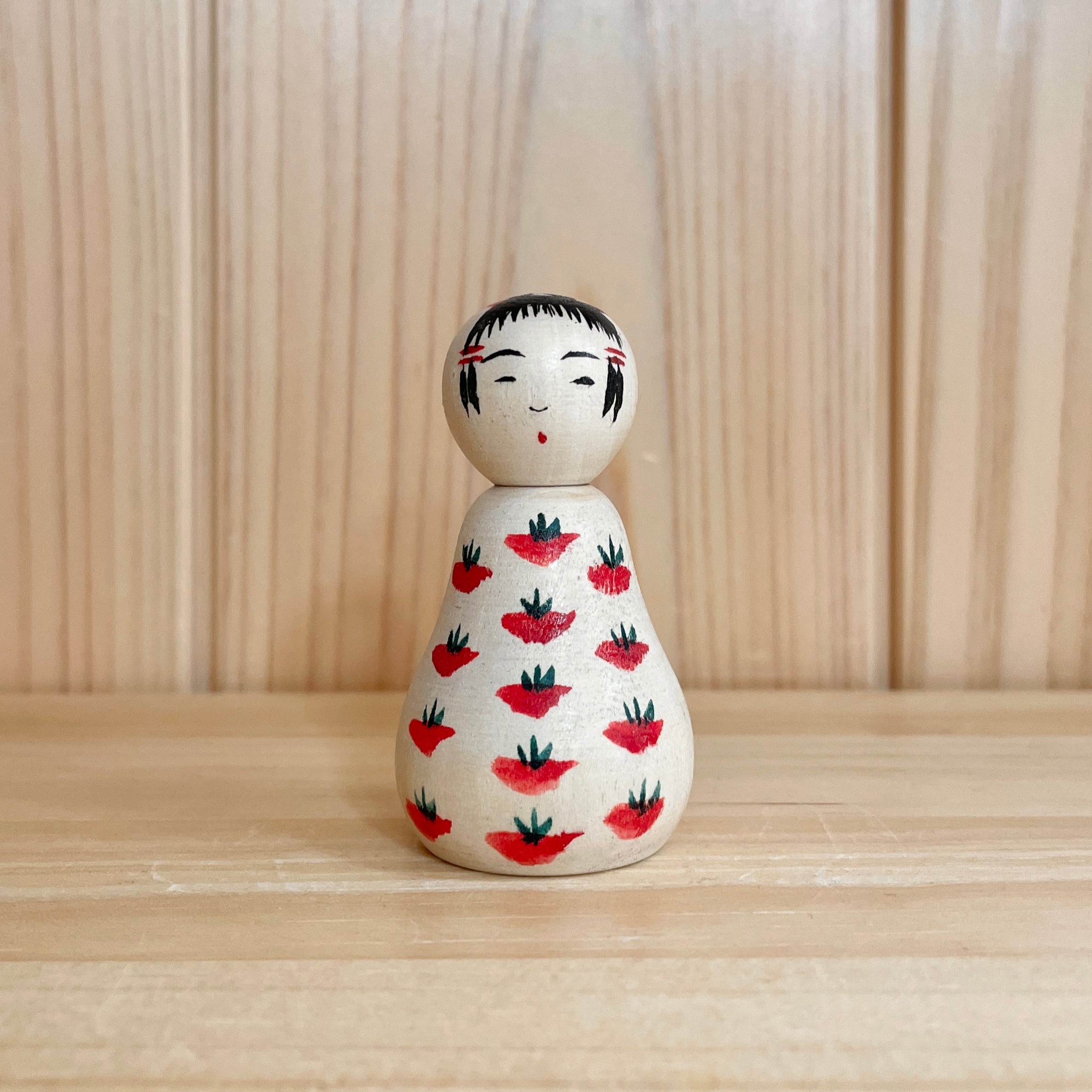 菅原修工人：鳴子系 本庄こけし】1.7寸 こけし 絣：5cm N4OS-31