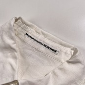 麻100% Mademoiselle NON NON マドモアゼルノンノン くまワッペン 長袖 リネン シャツ /ホワイト/レディース