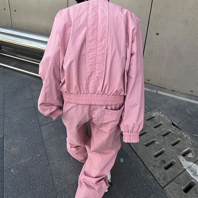予約販売】メンズ セットアップ 上下 長袖 ピンク ブラック ワイド