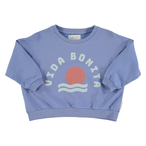 【即納】Unisex Sweatshirt  スウェット トレーナー blue w/ "vida bonita" print｜piupiuchick ピウピウチック AW22 FLP2201E