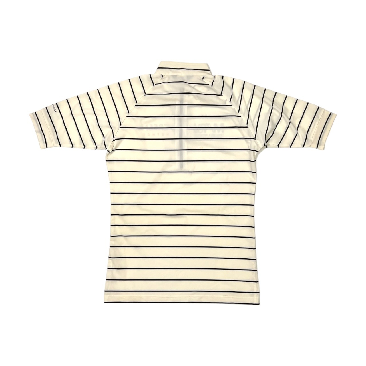 Munsingwear マンシングウェア ボーダー ハーフジップ ドライ 半袖ポロシャツ L/ホワイト