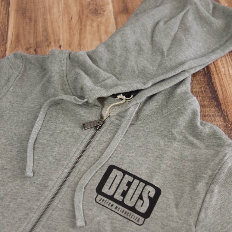 Deus Ex Machina グレー ジップアップフード付き M デウスエクスマキナ Deus Ex Machina メンズ ジップアップパーカー