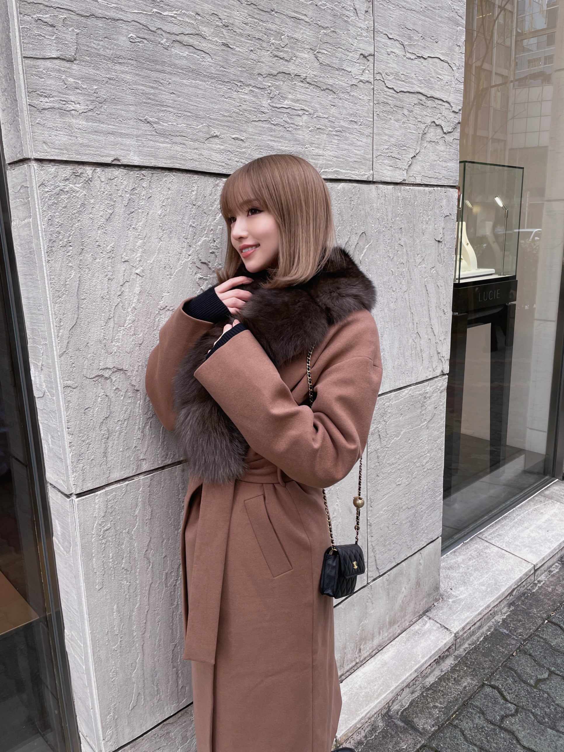 FOXファー付きタイトコート | GABRIEL